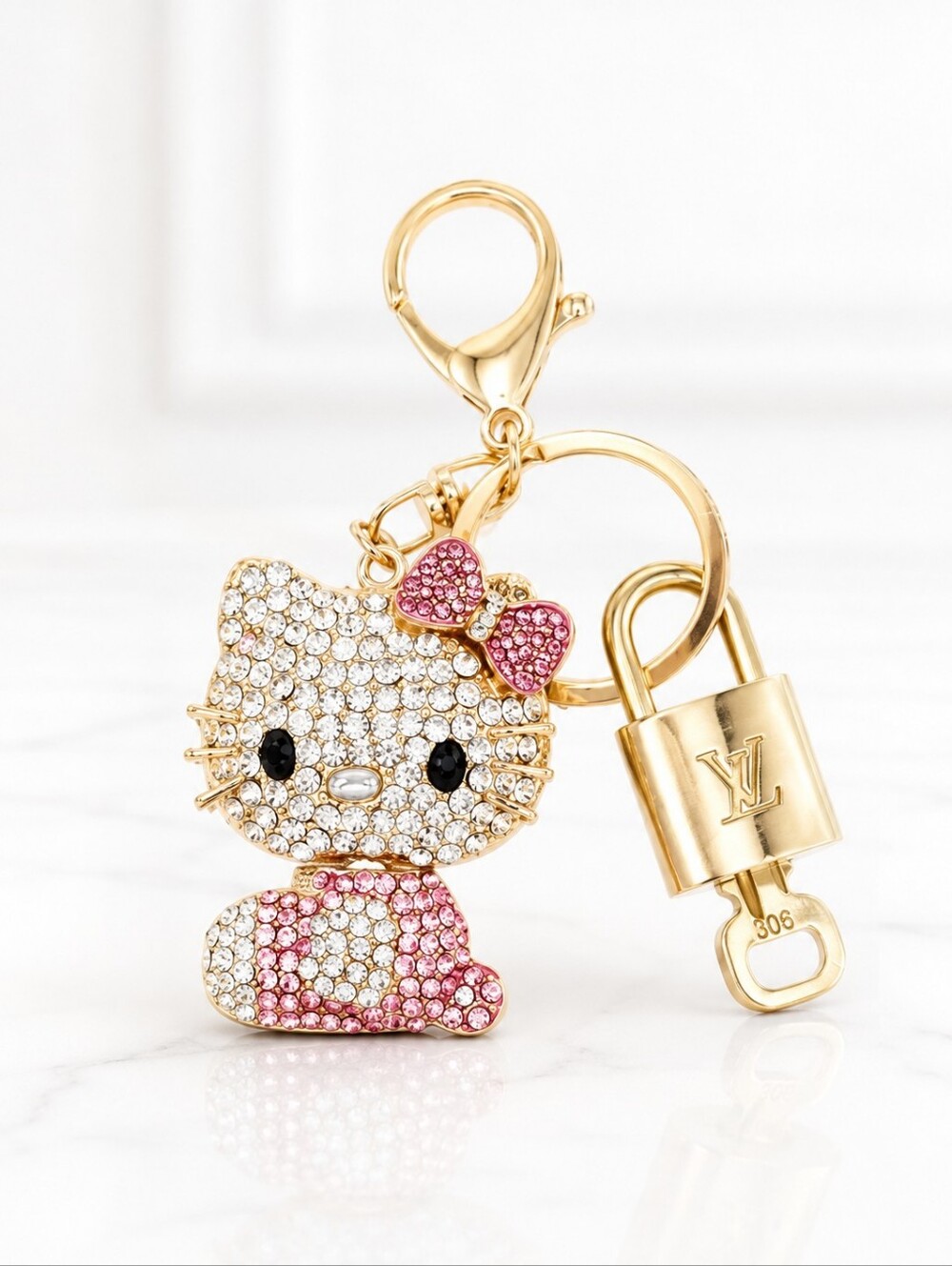 Authentic LV Louis Vuitton Gold Padlock 🔑Unbranded Hello Kitty Bag Charm